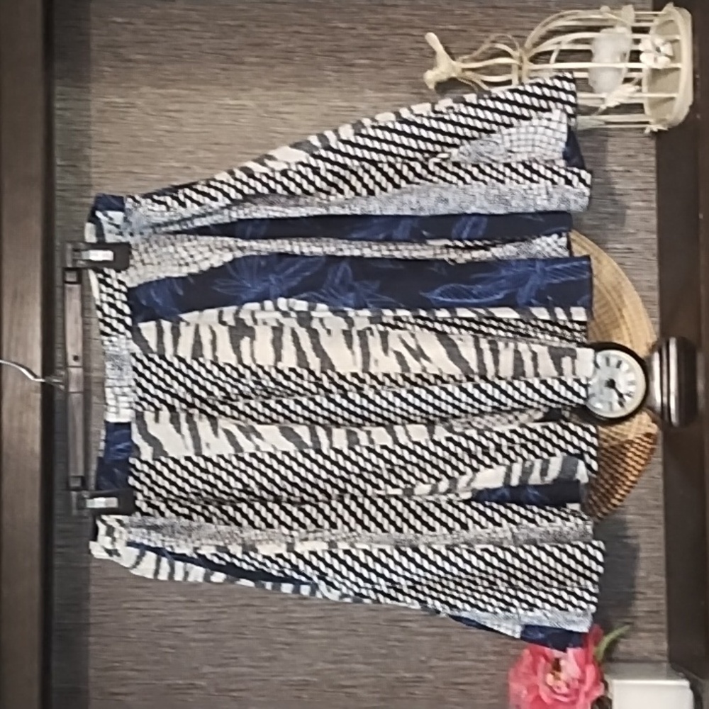 Banana Republic Skirt Full Lined Blues Sections Multiple Prints Size S